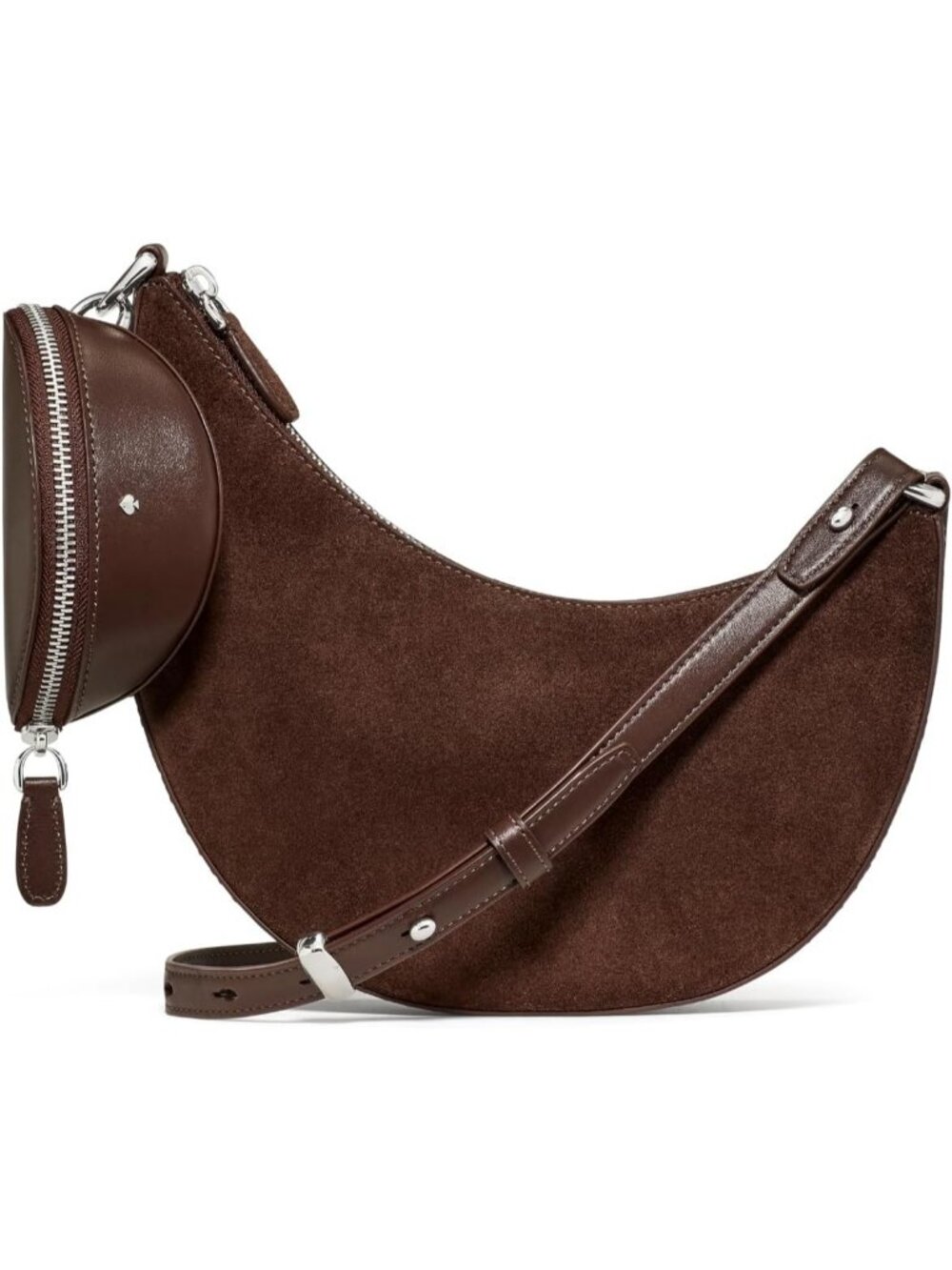 Women's Hot Fudge Suede Duo Crossbody Bag Adjustable Strap Shoulder Purse